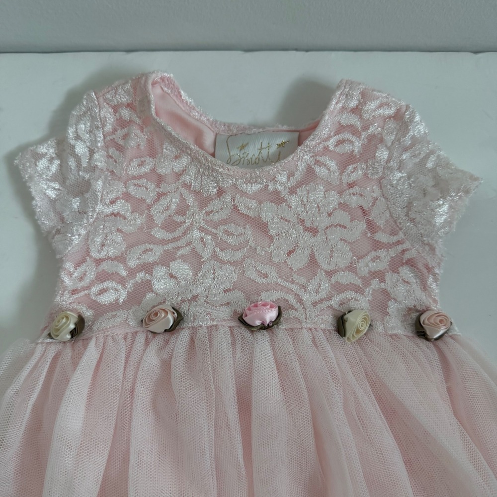 Vintage Biscotti Lace Rosette Detail Dress Size 24 Months